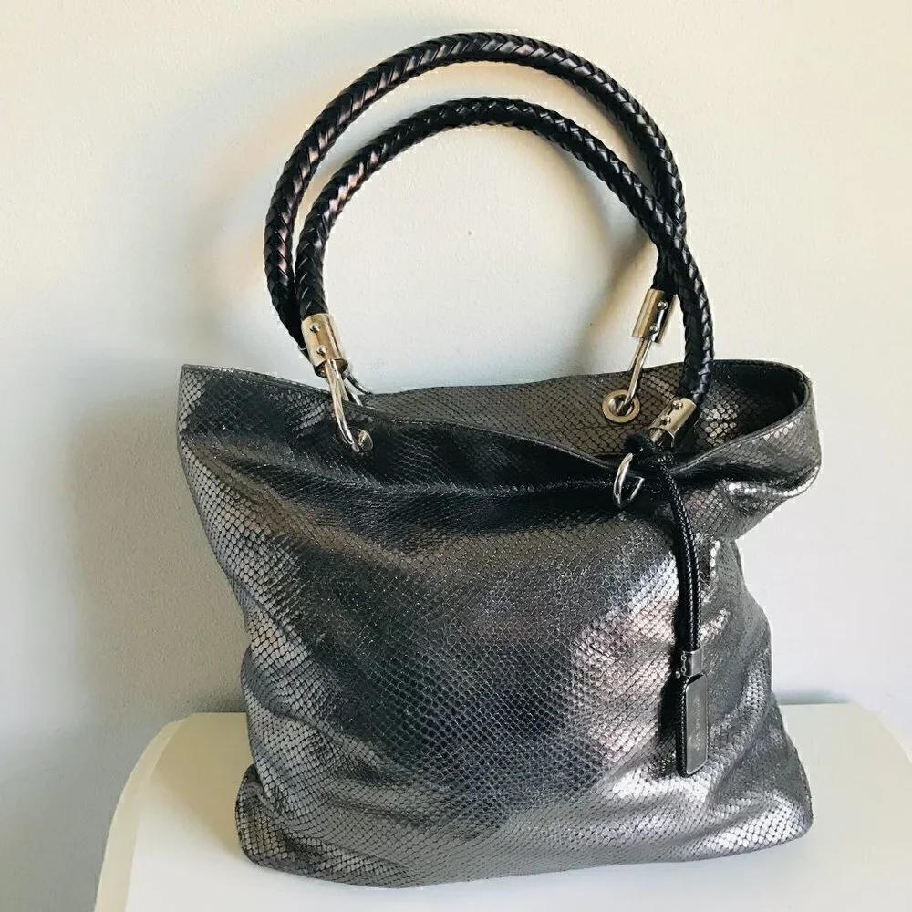 Micheal Kors Skorpios Metallic Snakeskin Bag Tote